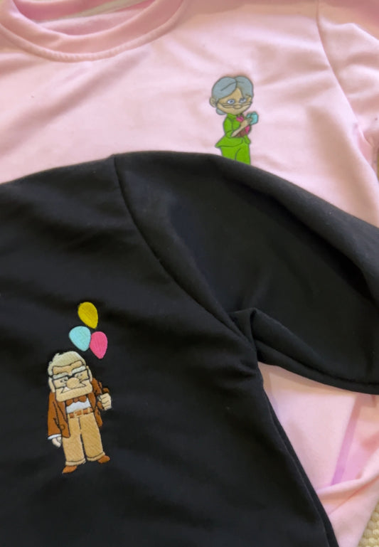 Ellie And Carl Embroidery Sweatshirt Combo