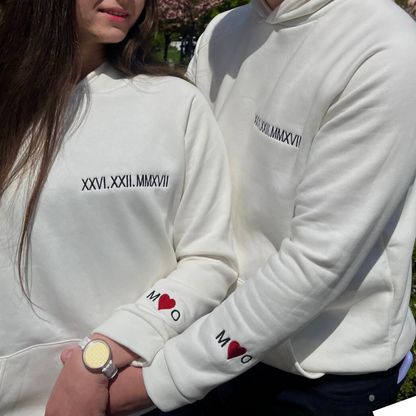 Custom Date & Custom Sleeve Text Hoodie Combo