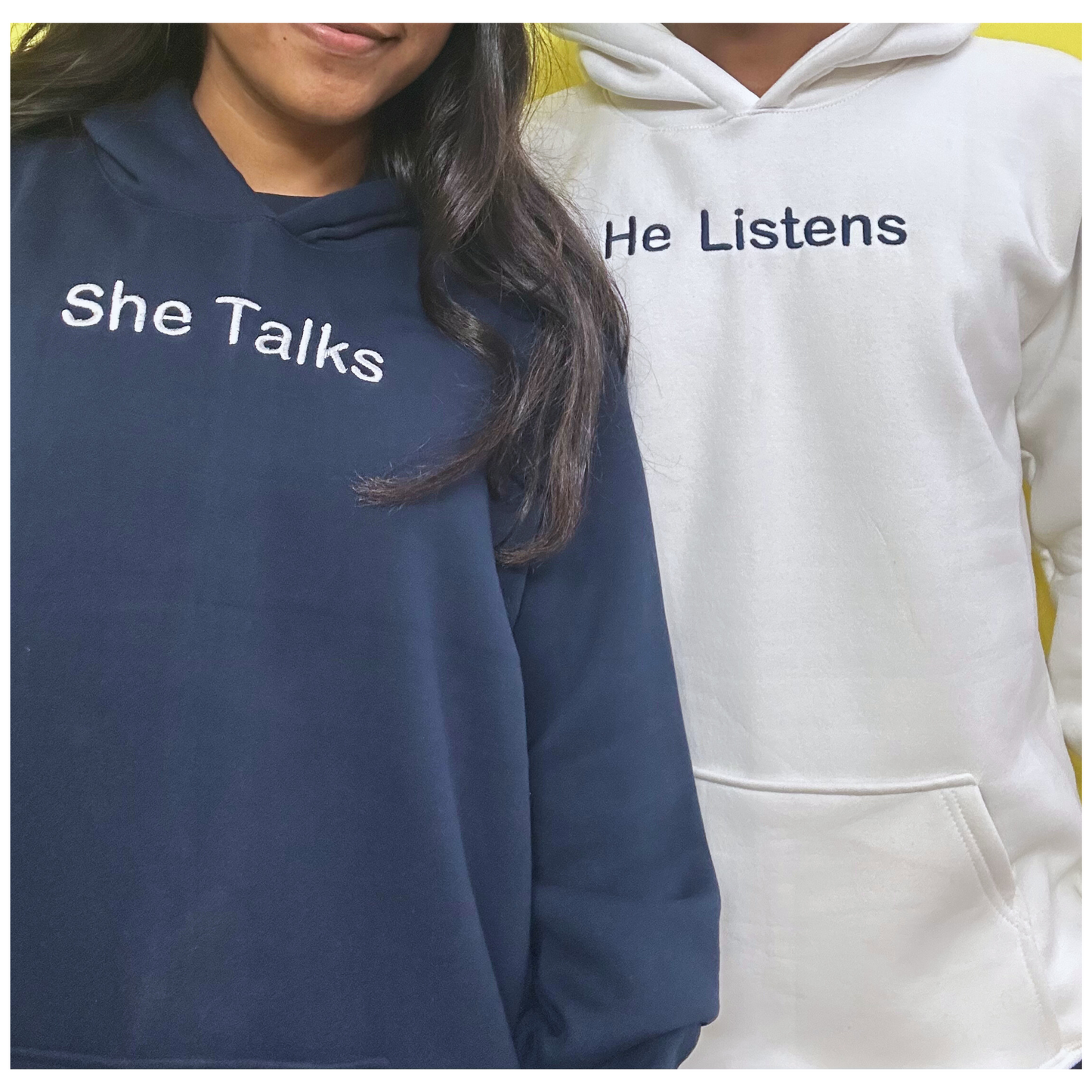 She Talks, He Listens Hoodie Combo