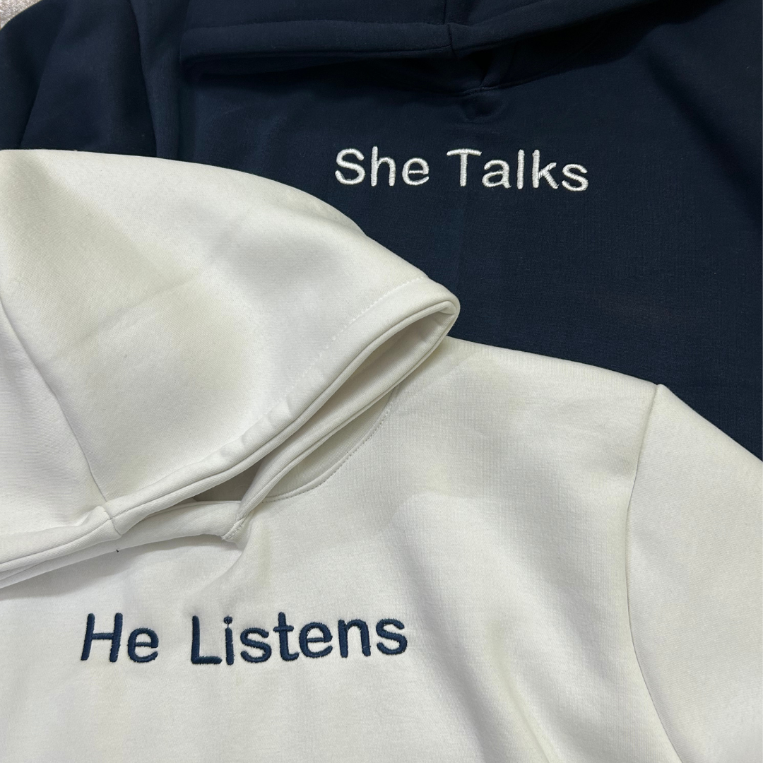 She Talks, He Listens Hoodie Combo